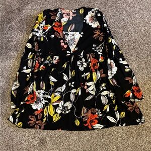 Free People Bella Long Sleeve Floral Print Tunic Dress $108 Medium M beautiful